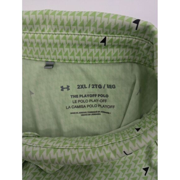 Under Armour Men's The Playoff Polo Green Allover Flag Print Golf Polo Shirt 2XL - Picture 8 of 8
